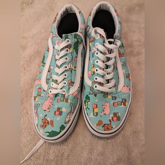 Vans Women's Shoes with Cartoon Print - Blue and White - Picture 5 of 5